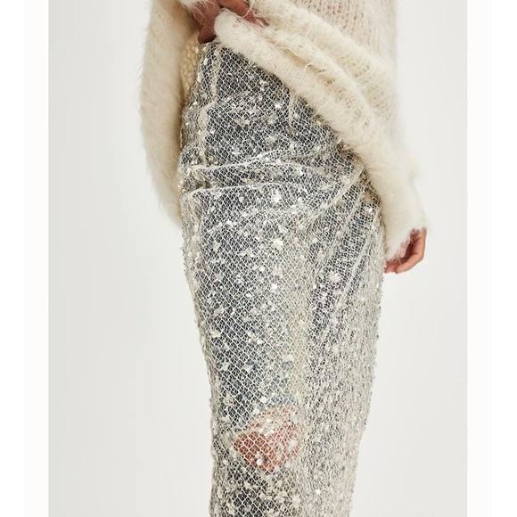 Free People sequin see thru sparkly skirt NEW - Picture 2 of 5